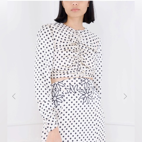 Keepsake The Label NWT Monroe Long Sleeve Black And Crème Polka Dot Top Sz M - Picture 1 of 11